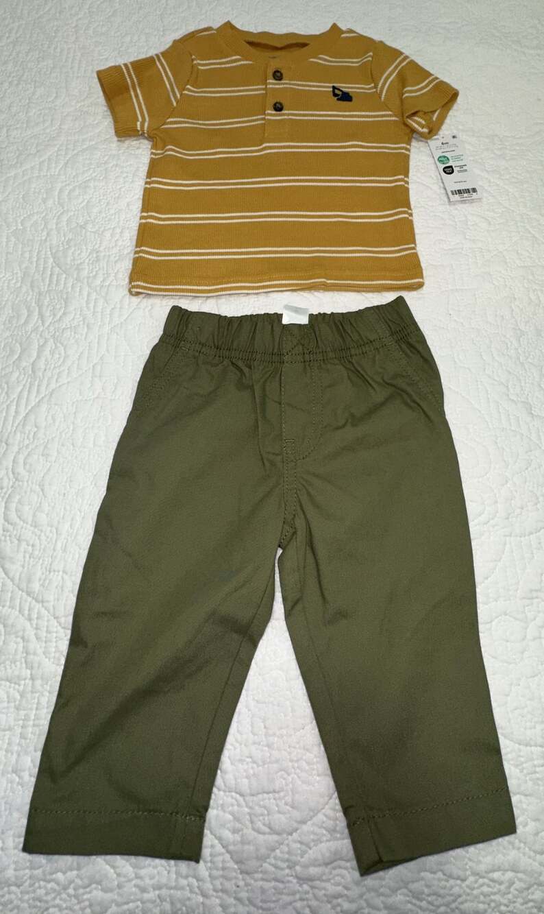 NWT Carter's 2-Piece Outfit Set Size 6M Mustard Yellow Shirt Pants
